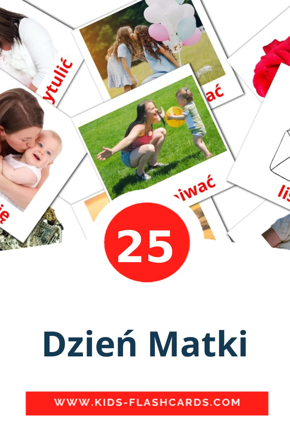 25 cartes illustrées de Dzień Matki pour la maternelle en polonais