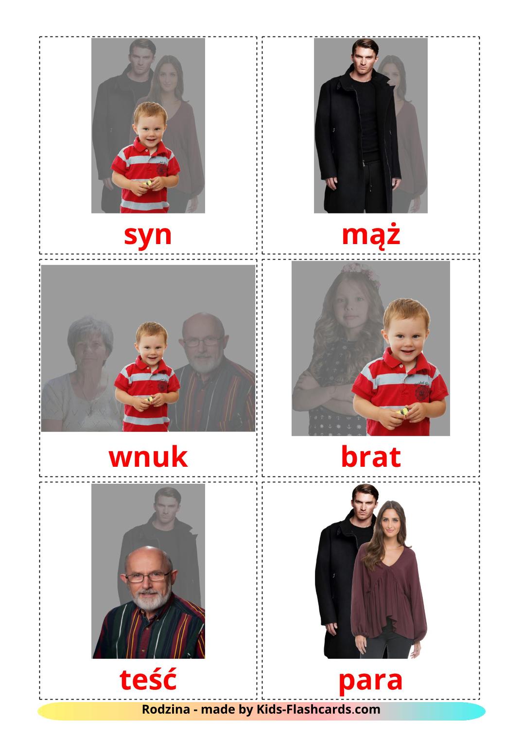 Les Membres de la Famille - 32 Flashcards Dansk imprimables gratuitement