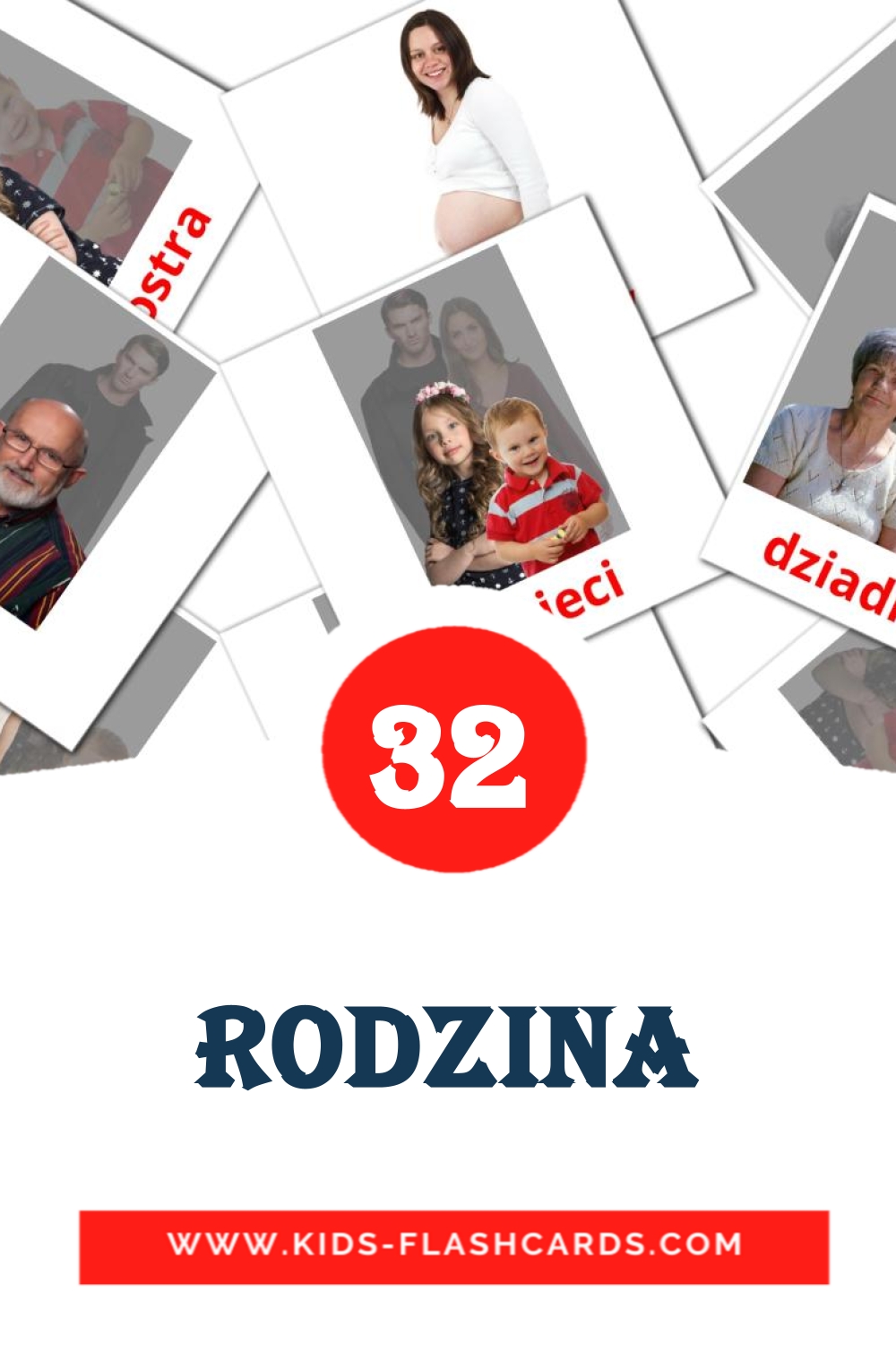 32 carte illustrate di Rodzina per la scuola materna in polacco