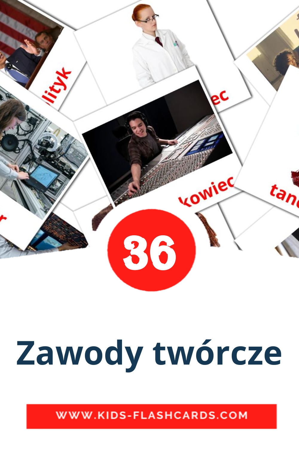36 Zawody twórcze Picture Cards for Kindergarden in polish