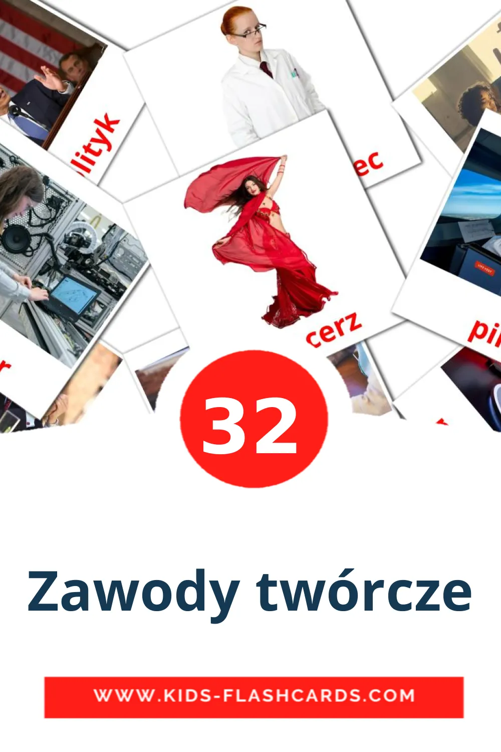 32 Zawody twórcze Picture Cards for Kindergarden in polish