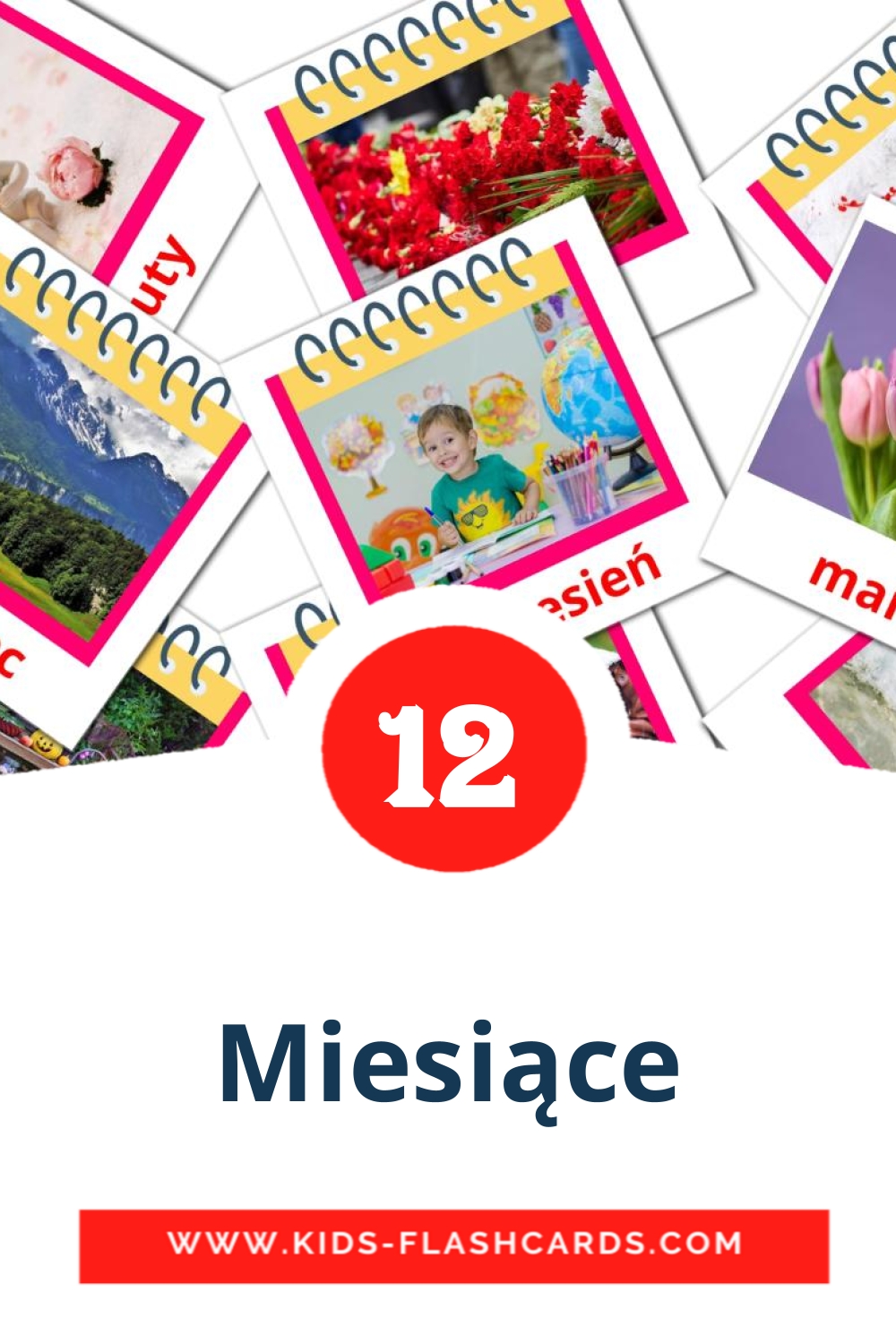 12 tarjetas didacticas de Miesiące para el jardín de infancia en polaco