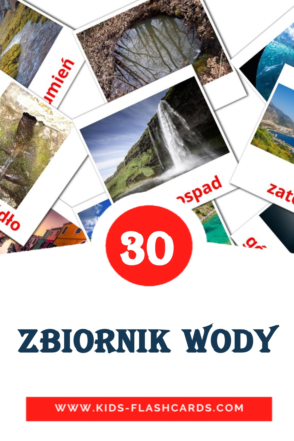 30 Zbiornik wody Picture Cards for Kindergarden in polish
