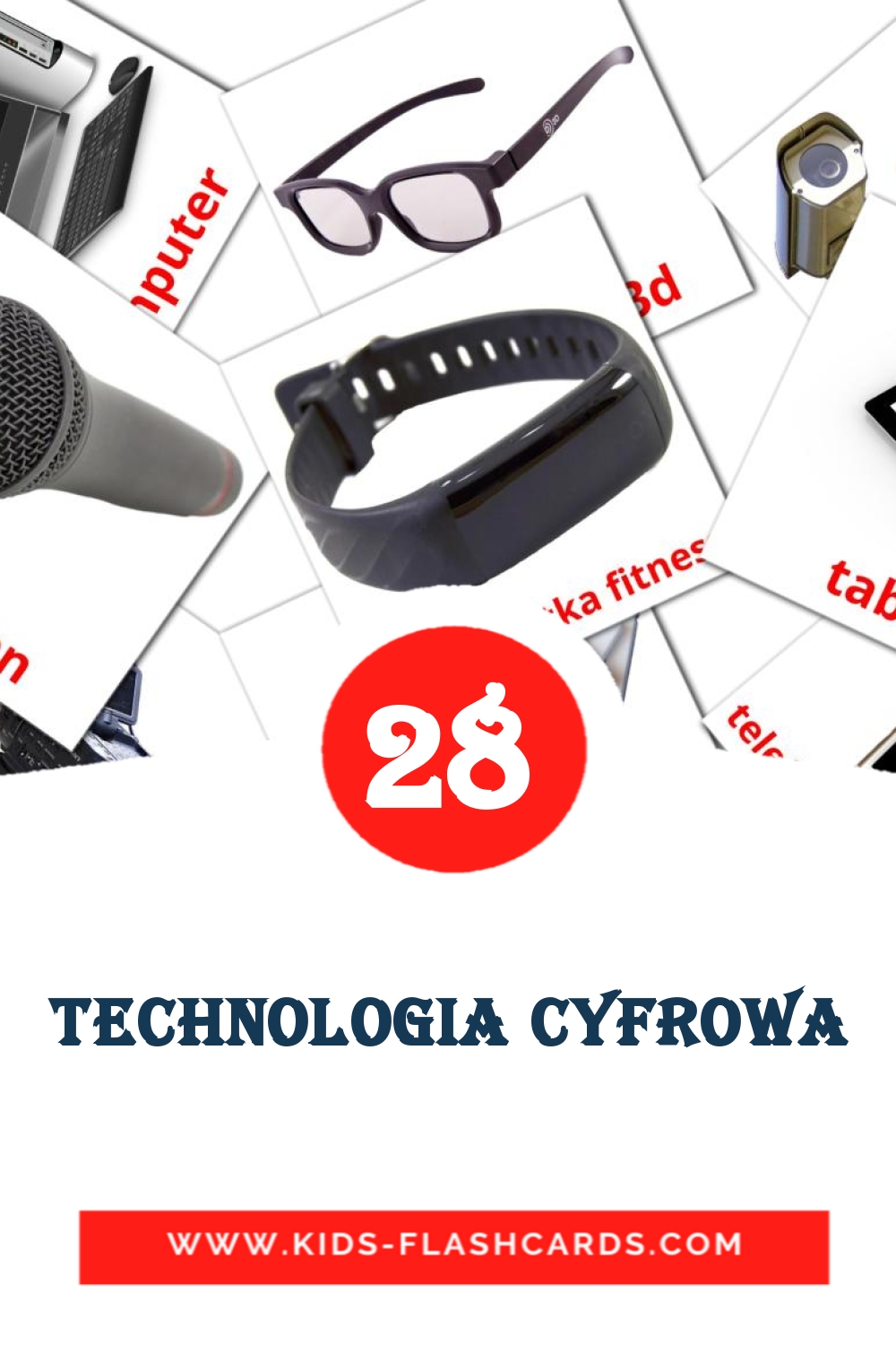 28 tarjetas didacticas de Technologia cyfrowa para el jardín de infancia en polaco