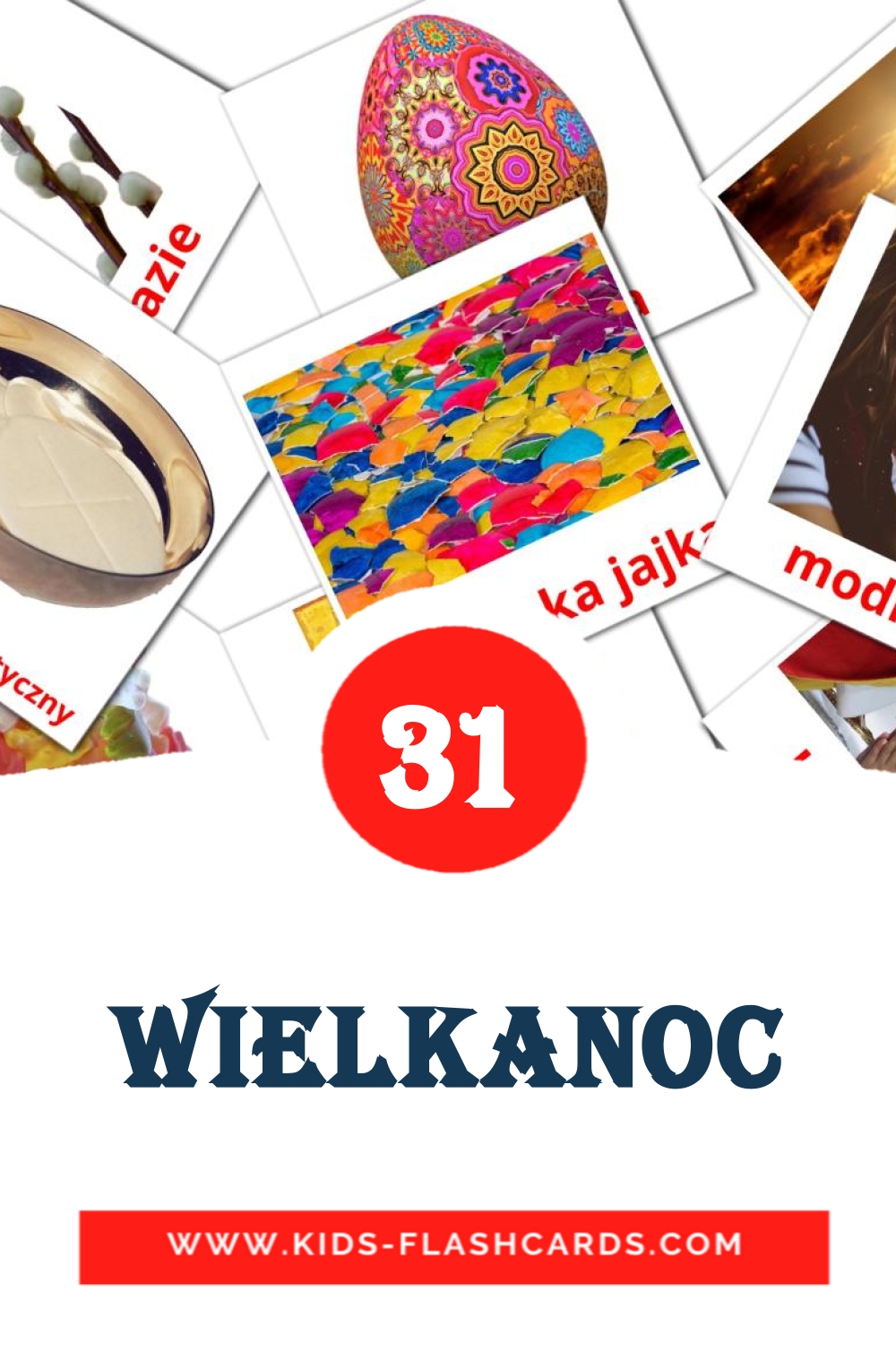 31 tarjetas didacticas de Wielkanoc para el jardín de infancia en polaco
