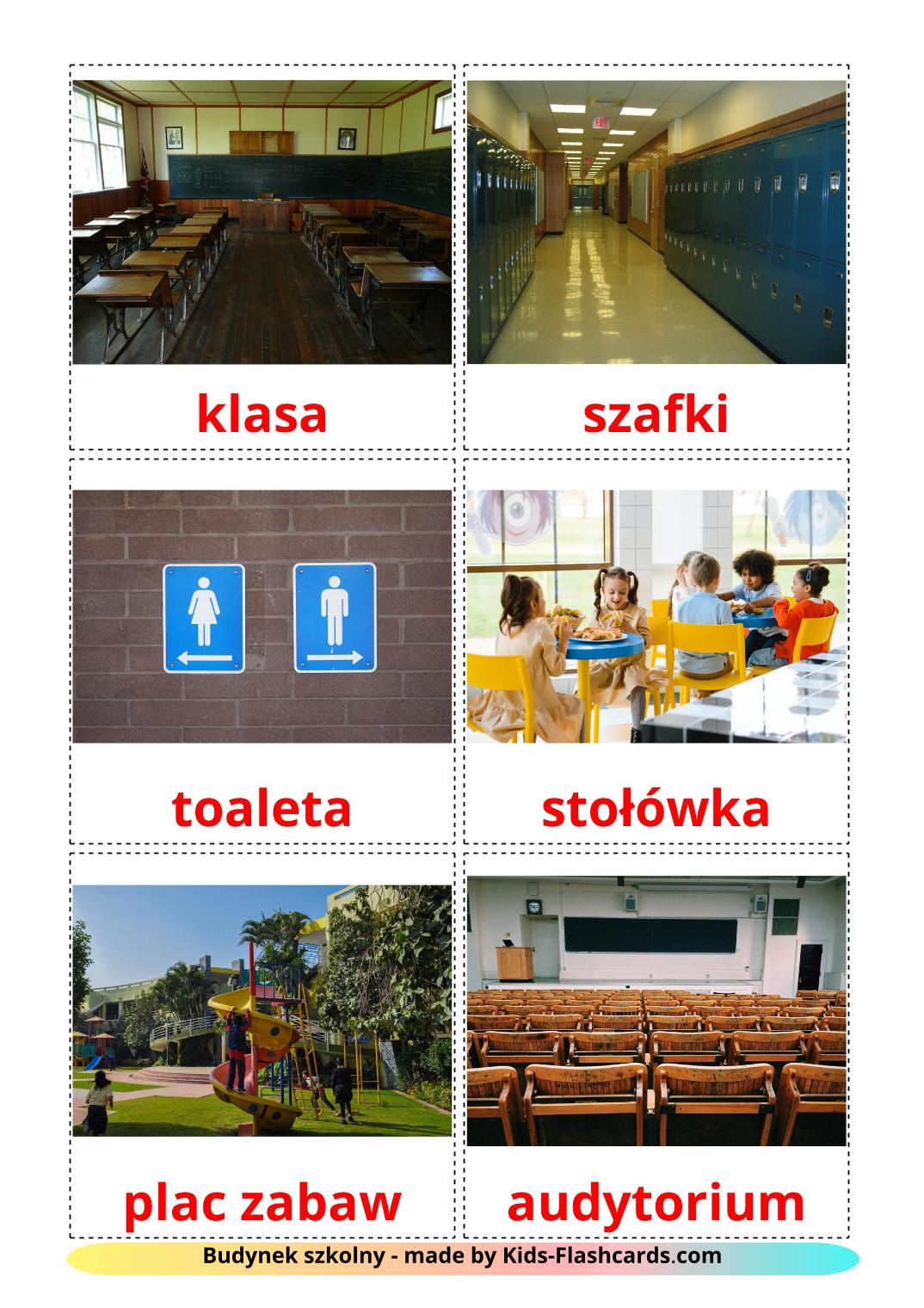 Edifício escolar - 17 Flashcards polimentoes gratuitos para impressão