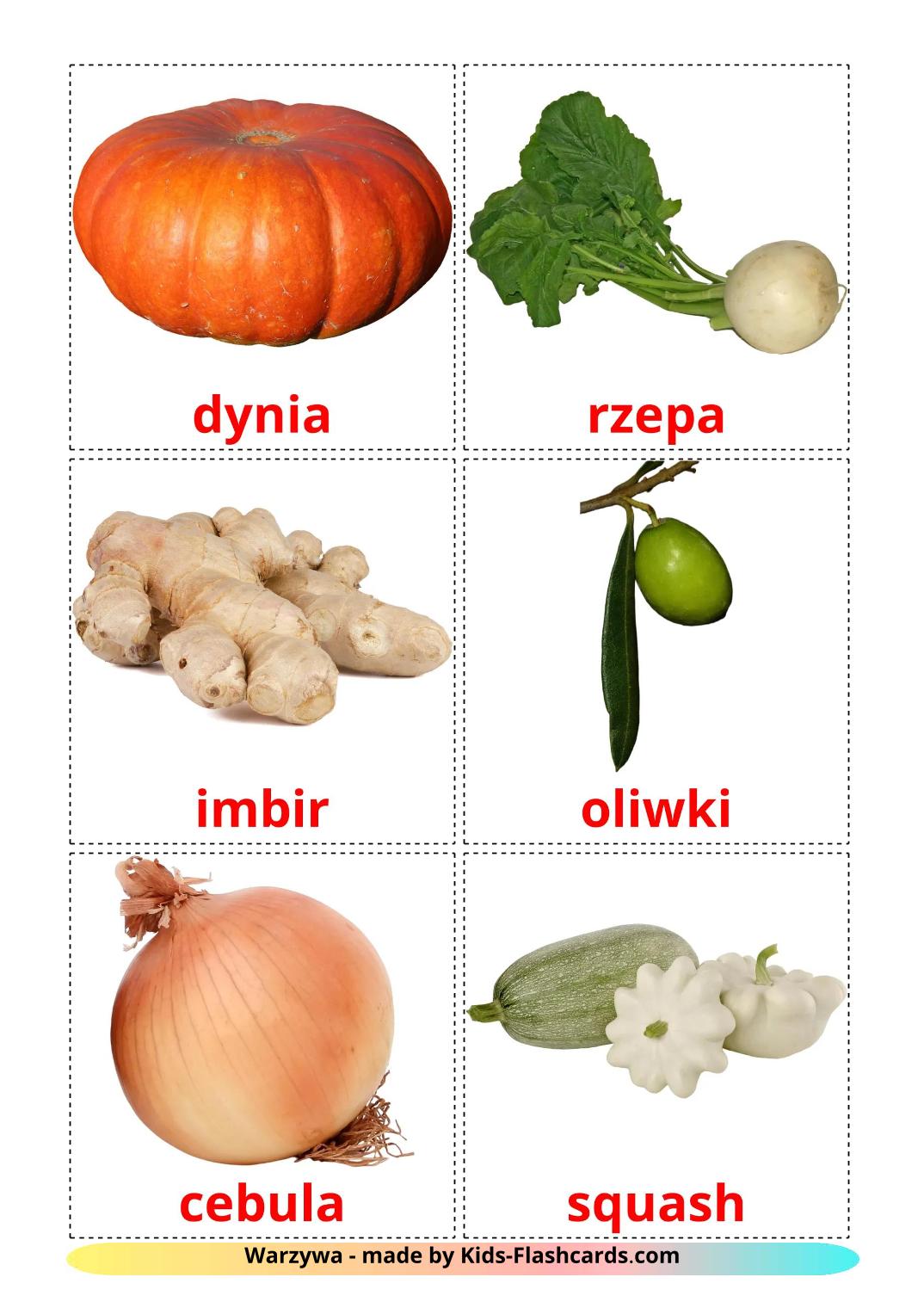 Vegetables - 30 Free Printable polish Flashcards 