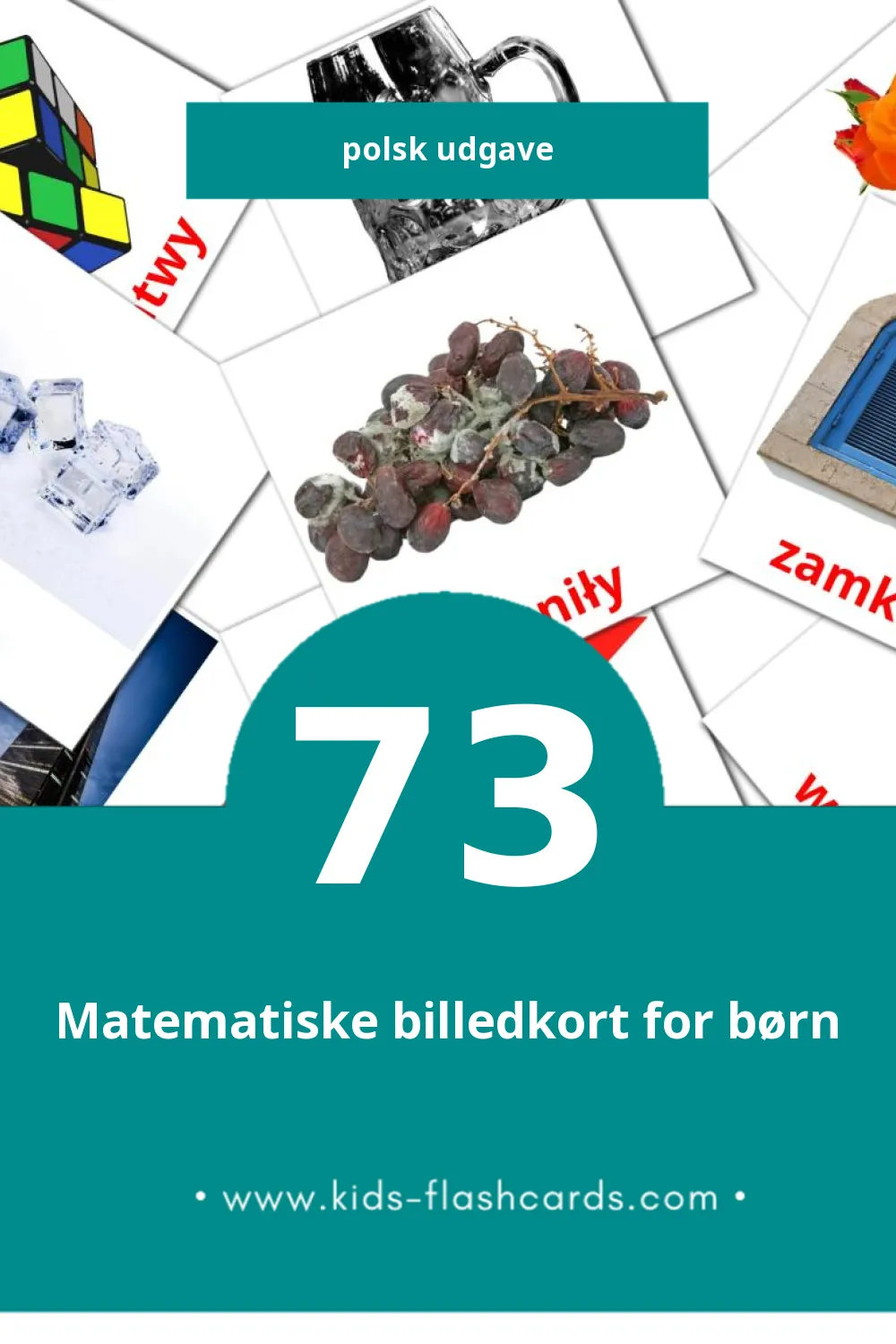 Visuelle billedkort for børn om Przymiotniki til småbørn (73 kort på Polsk)