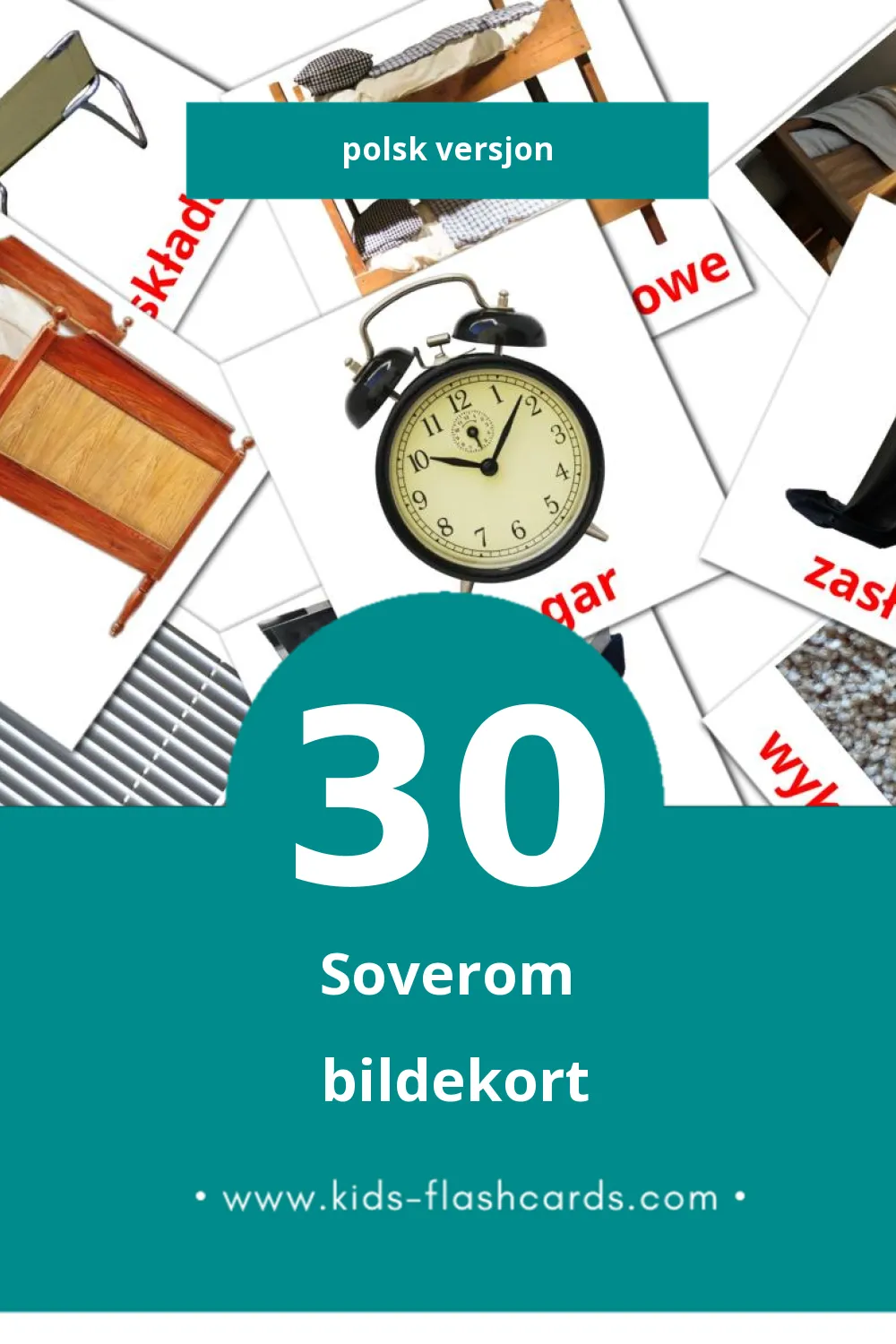 Visuelle Sypialnia bildekort for småbarn (30 kort på Polsk)