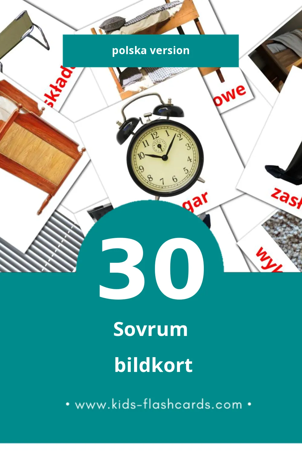 Visuella Sypialnia för småbarn (30 bildkort för barn på Polska)
