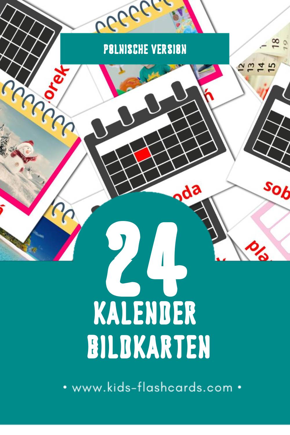 Visual Kalendarz Flashcards für Kleinkinder (24 Karten in Polnisch)