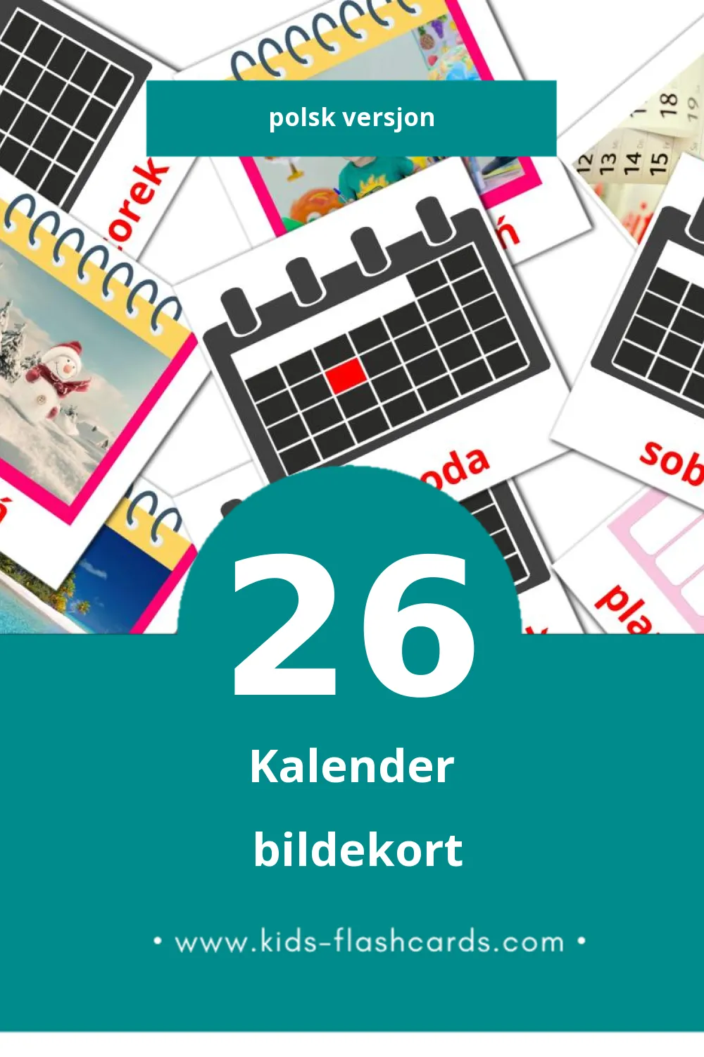 Visuelle Kalendarz bildekort for småbarn (26 kort på Polsk)