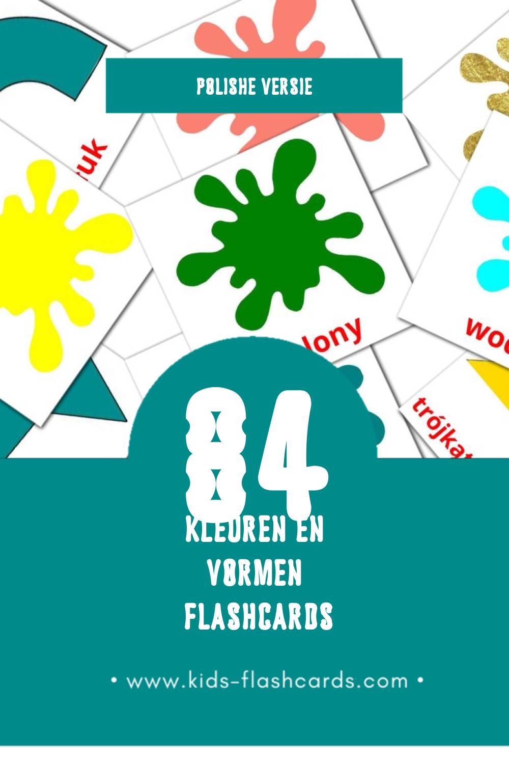 Visuele Kolory i kształty Flashcards voor Kleuters (84 kaarten in het Polish)