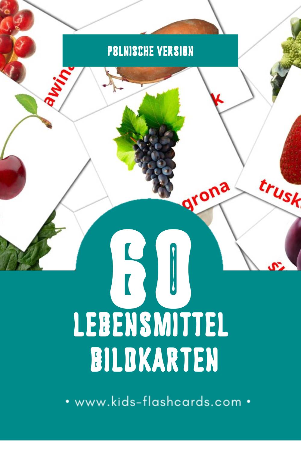 Visual Jedzenie Flashcards für Kleinkinder (60 Karten in Polnisch)