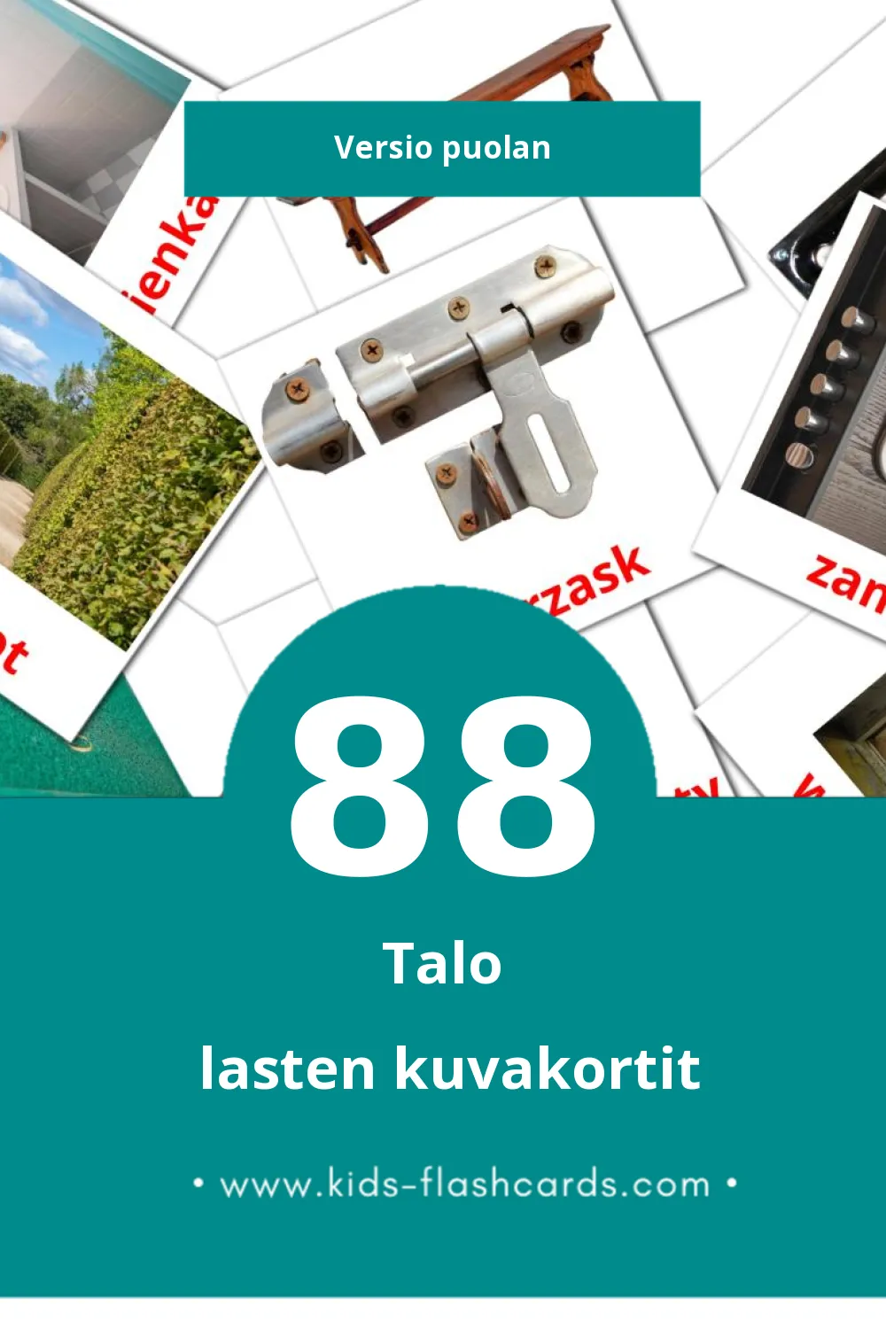 Dom lasten kuvakortit pikkulapsille (88 korttia Puolanksi)