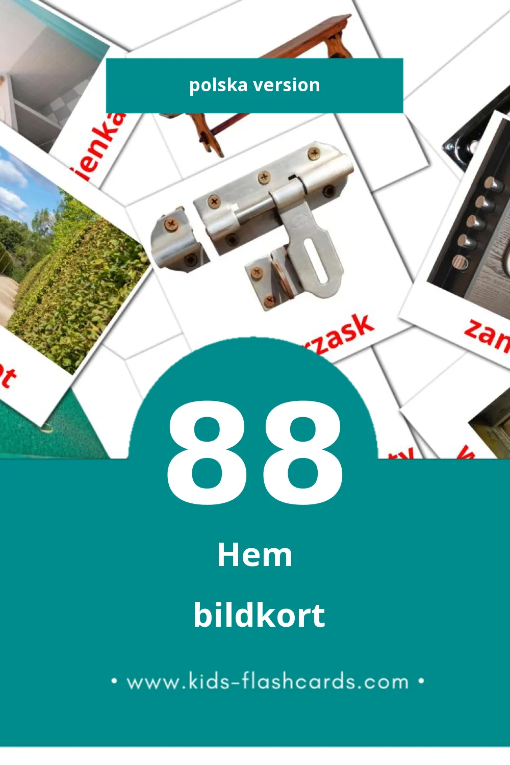 Visuella Dom för småbarn (88 bildkort för barn på Polska)