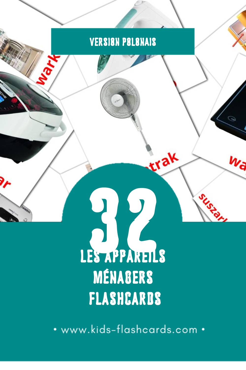 Flashcards Visual Sprzęt AGD pour les tout-petits (32 cartes en Polonais)