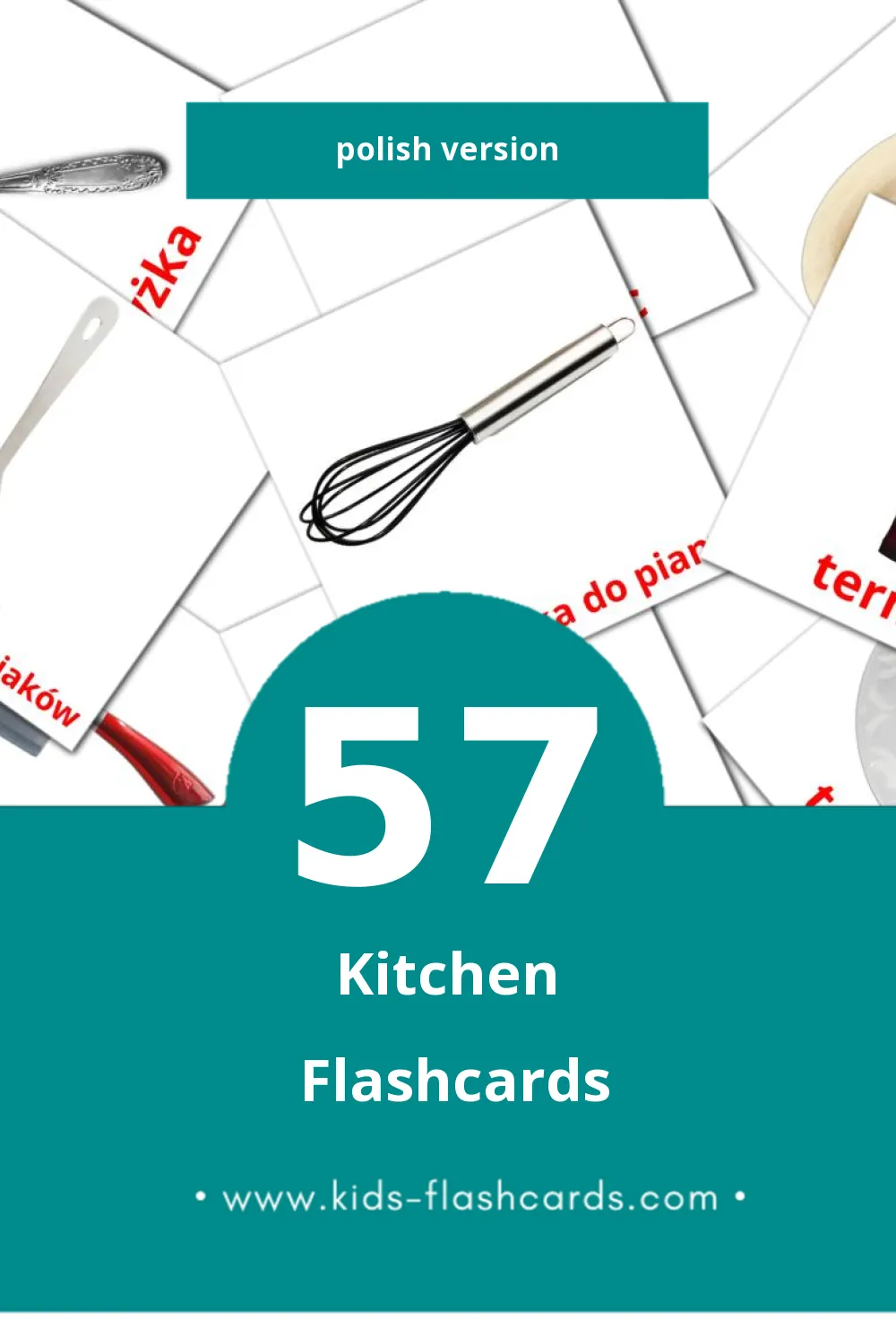 Visual Kuchnia Flashcards for Toddlers (57 cards in Polish)