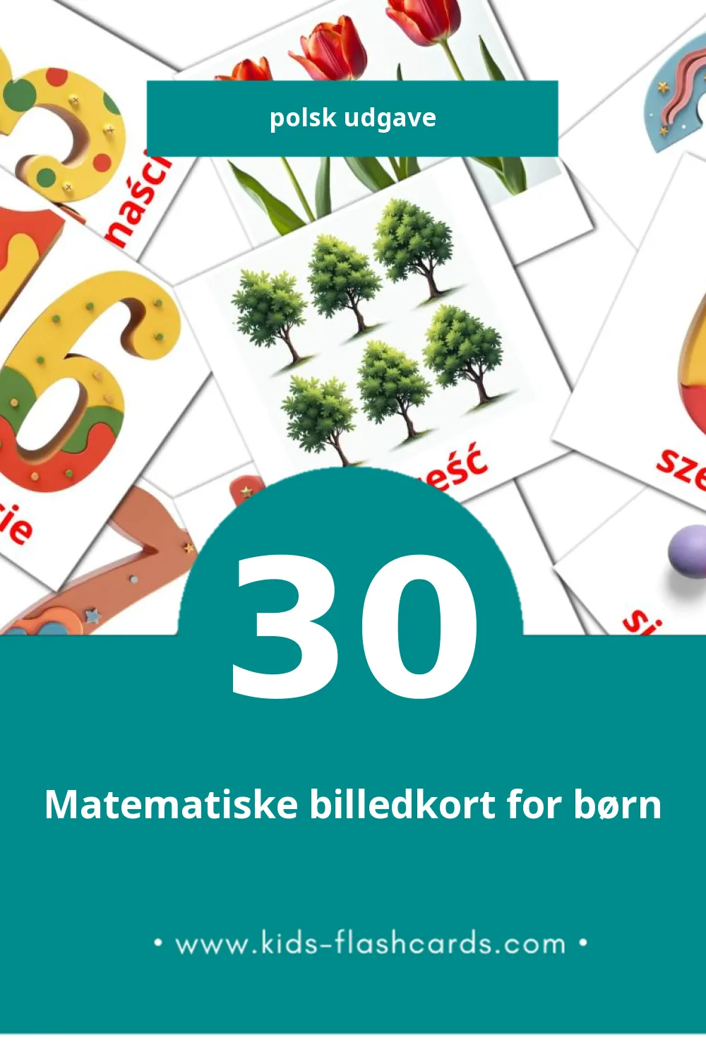 Visuelle billedkort for børn om Matematyka til småbørn (30 kort på Polsk)