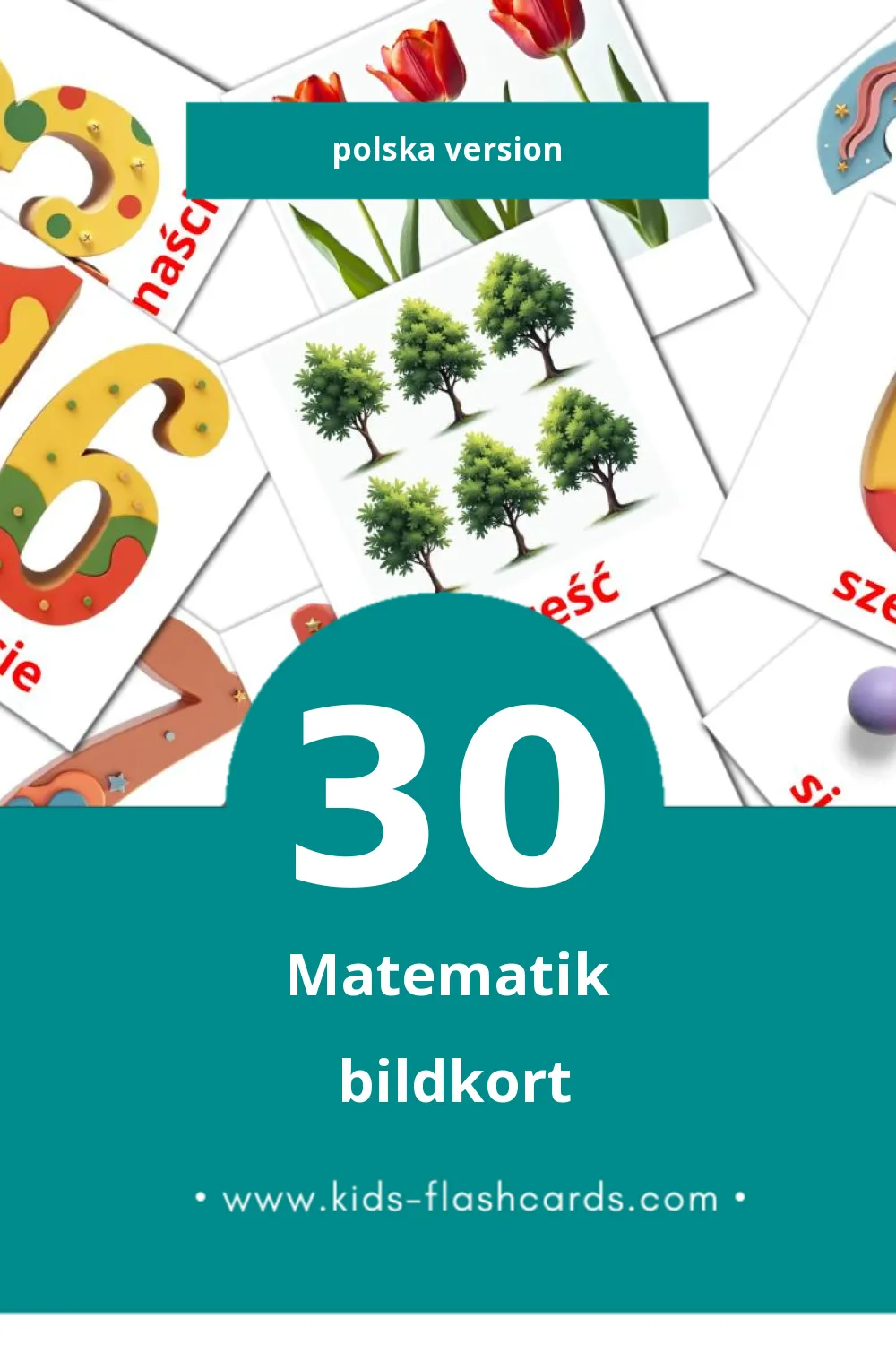 Visuella Matematyka för småbarn (30 bildkort för barn på Polska)