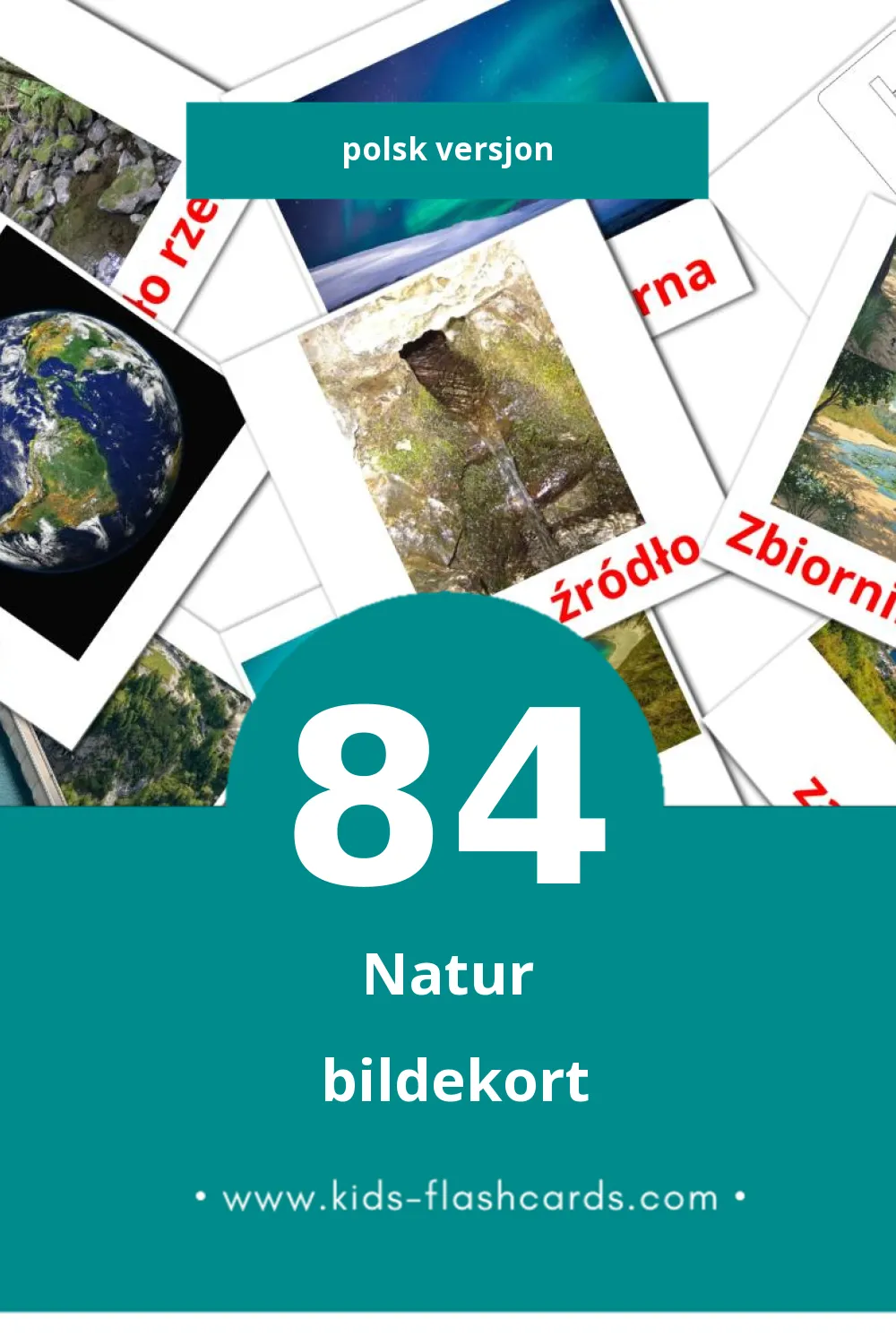 Visuelle Przyroda bildekort for småbarn (84 kort på Polsk)
