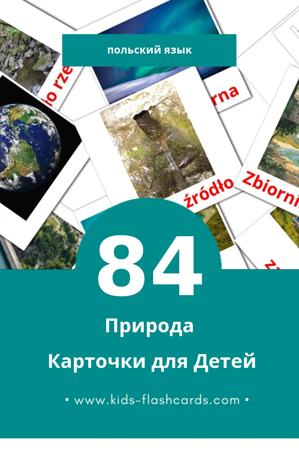 "Przyroda" - Визуальный Польском Словарь для Малышей (84 картинок)