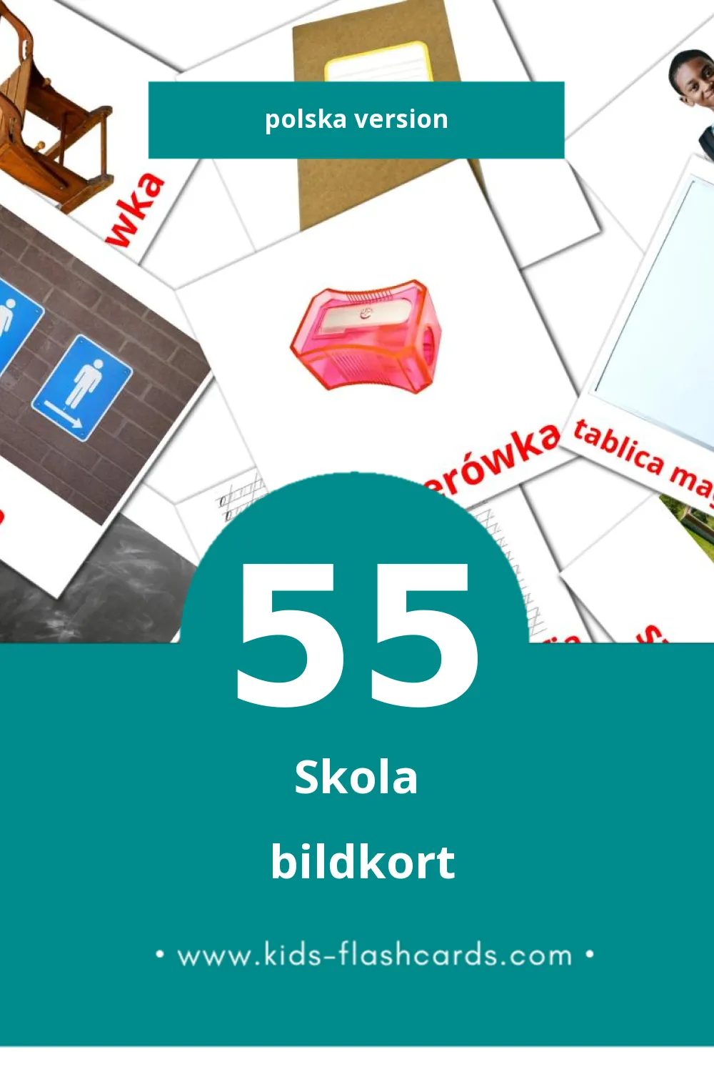 Visuella Szkoła för småbarn (55 bildkort för barn på Polska)