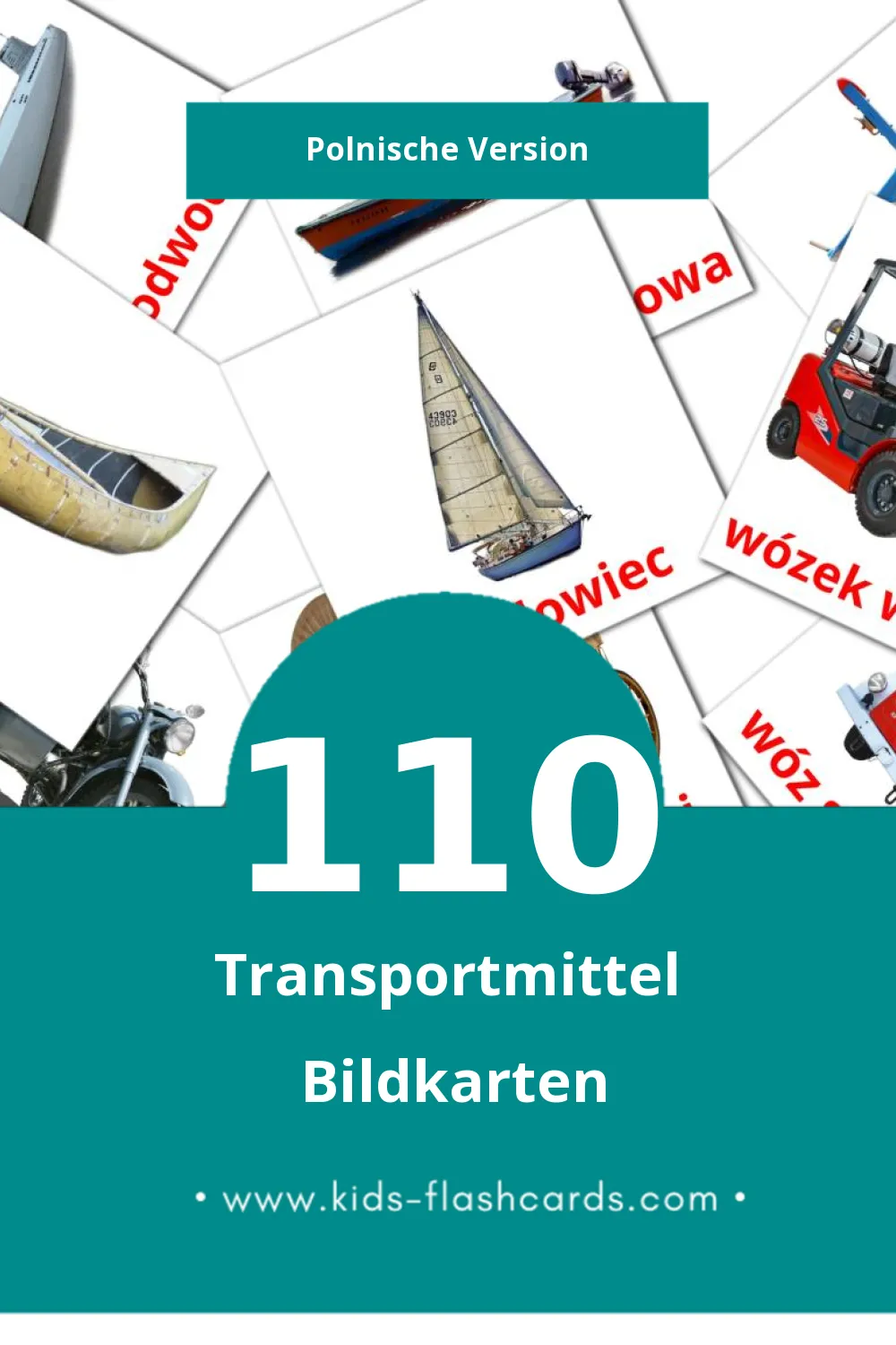 Visual Transport Flashcards für Kleinkinder (110 Karten in Polnisch)