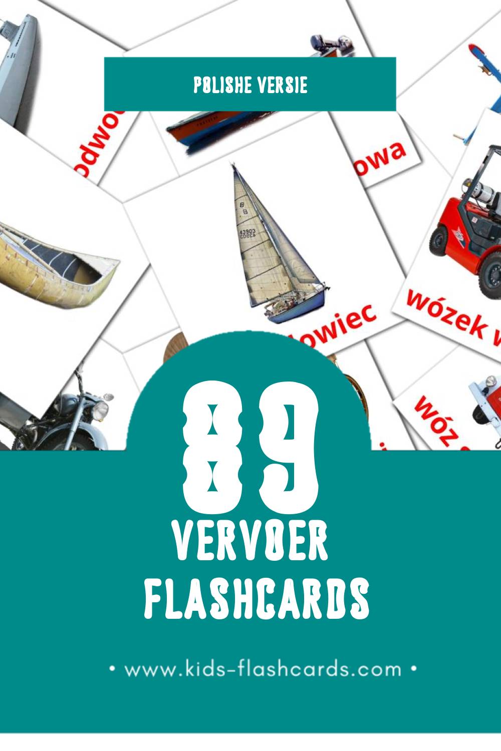 Visuele Transport Flashcards voor Kleuters (89 kaarten in het Polish)
