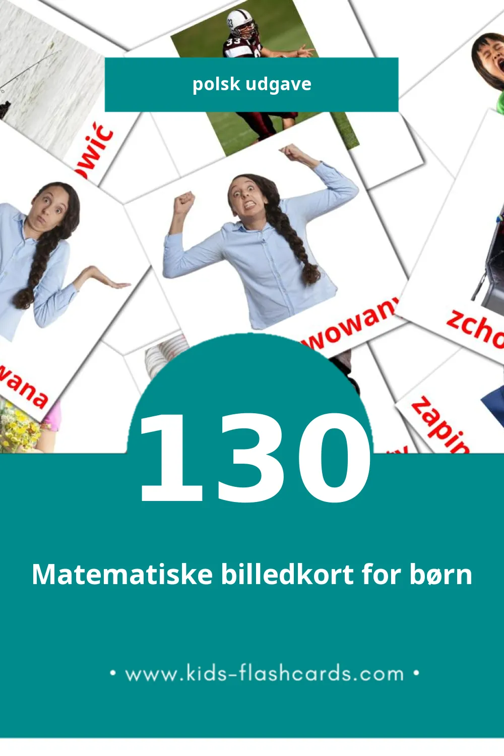 Visuelle billedkort for børn om Czasowniki stanu til småbørn (130 kort på Polsk)