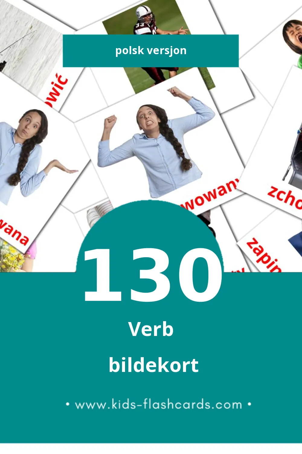 Visuelle Czasowniki stanu bildekort for småbarn (130 kort på Polsk)