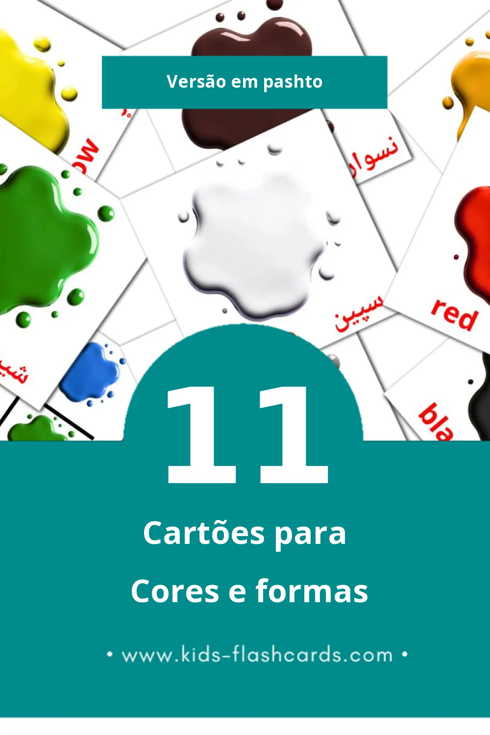 Flashcards de رنګونه او شکلونه Visuais para Toddlers (21 cartões em Pashto)