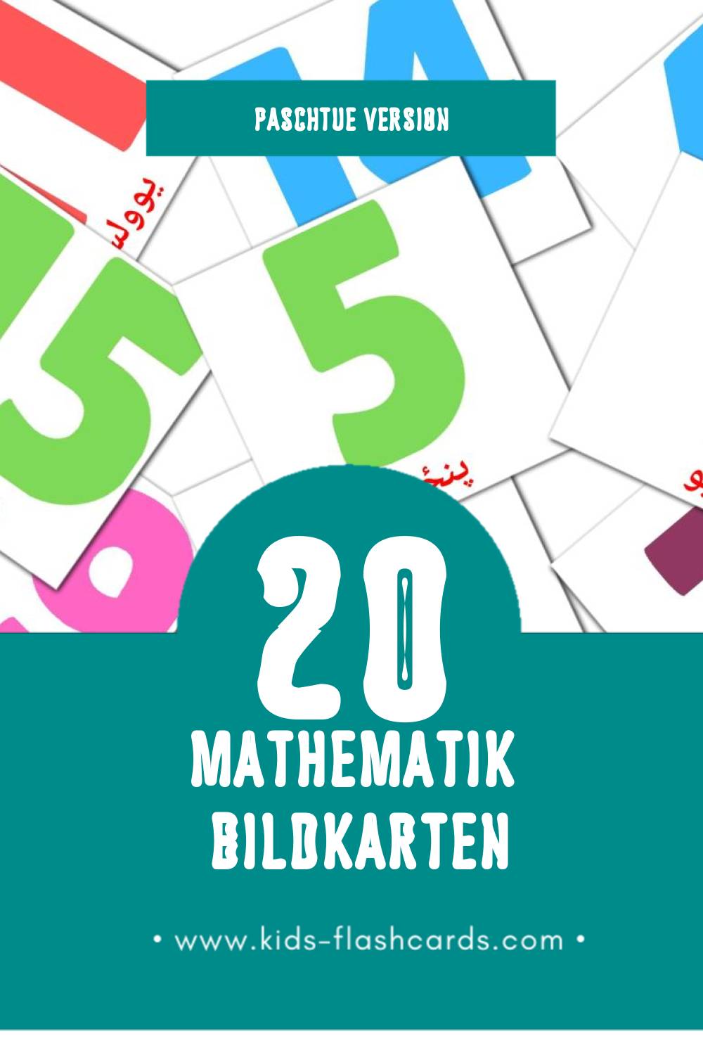 Visual ریاضی Flashcards für Kleinkinder (20 Karten in Paschtu)