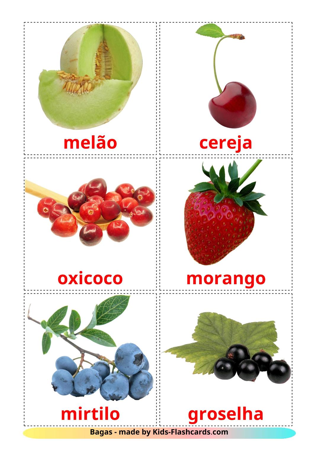 Berries - 11 Free Printable portuguese Flashcards 