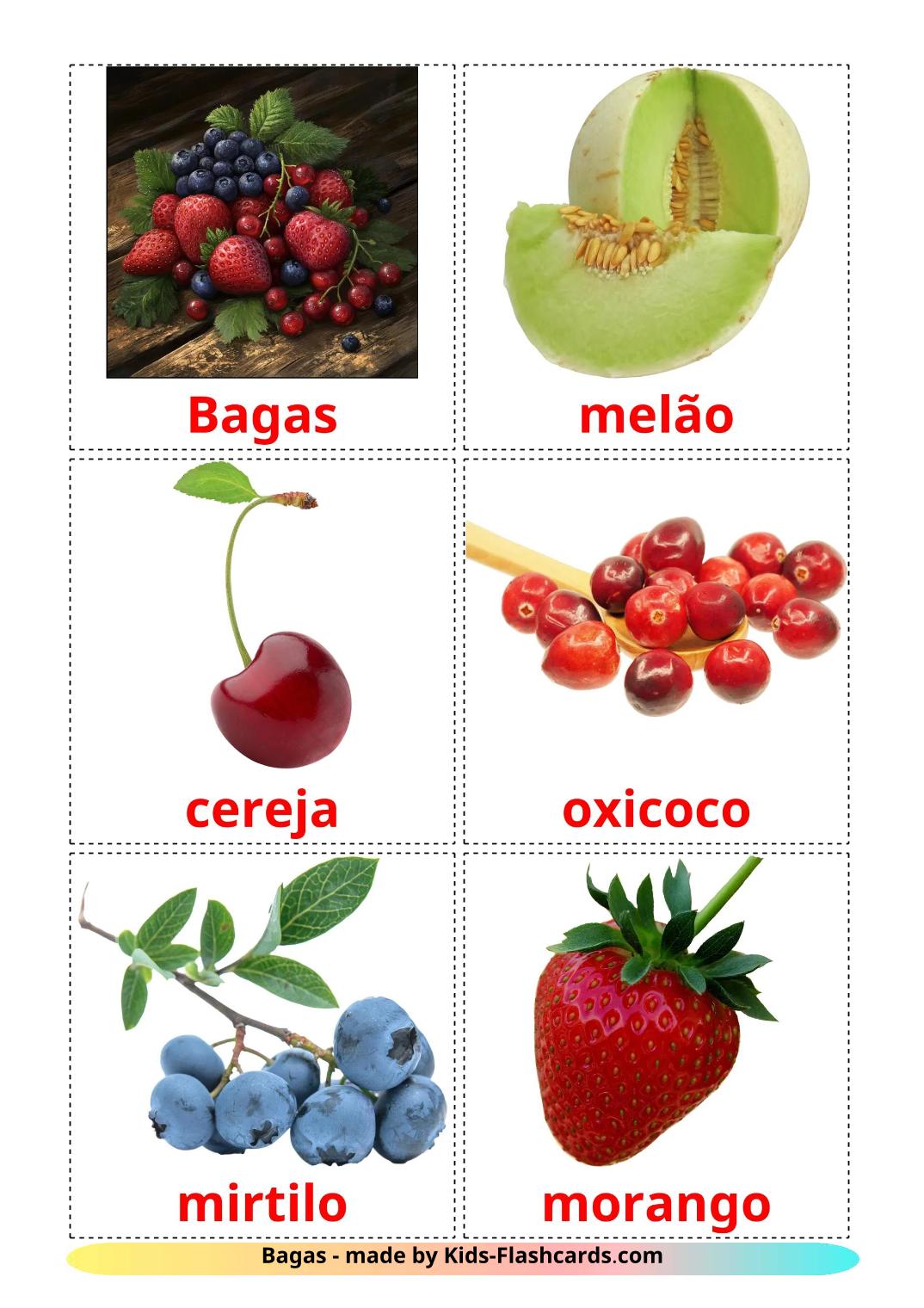 Bagas - 12 Flashcards portuguêses gratuitos para impressão