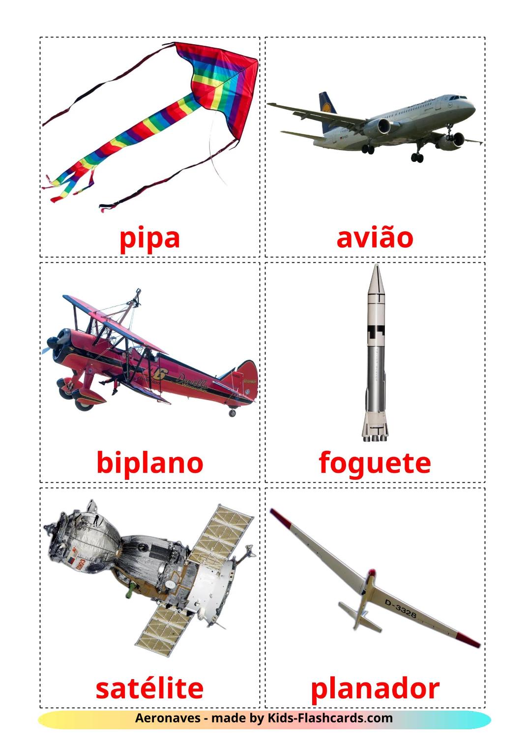 Aeronaves - 14 Flashcards portuguêses gratuitos para impressão