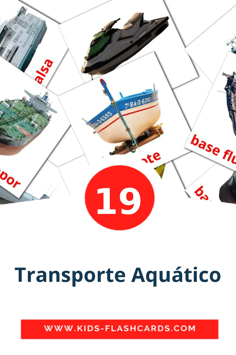 19 Cartões com Imagens de Transporte Aquático para Jardim de Infância em português