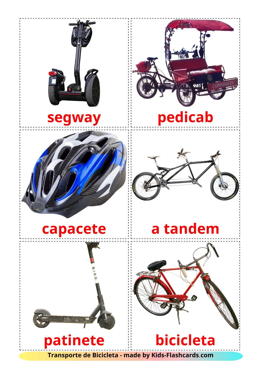 Transporte de Bicicleta - 16 Flashcards portuguêses gratuitos para impressão