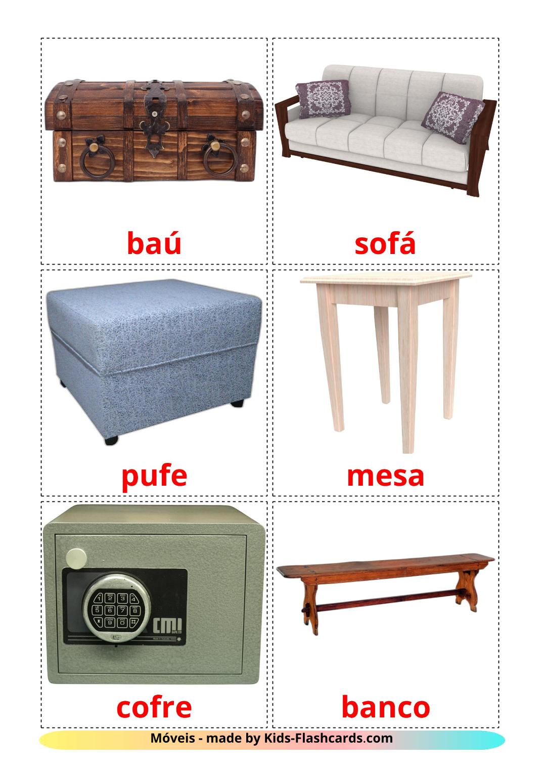 Furniture - 31 Free Printable portuguese Flashcards 
