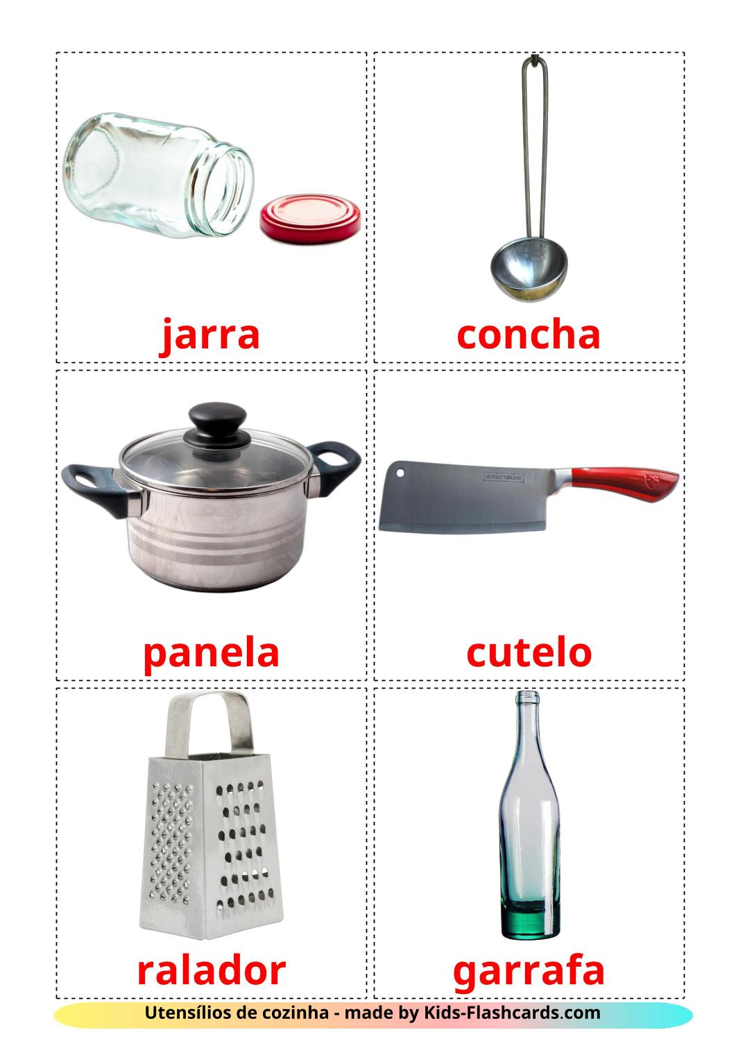Kitchenware - 35 Free Printable portuguese Flashcards 