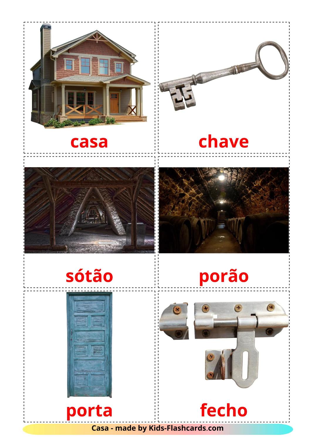 Casa - 25 Flashcards portuguêses gratuitos para impressão