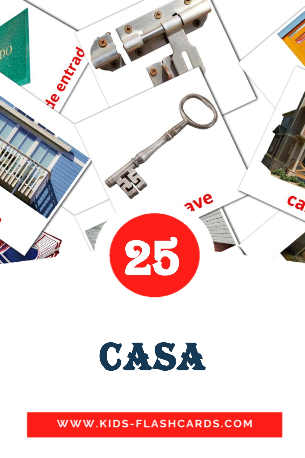 25 cartes illustrées de Casa pour la maternelle en portugais