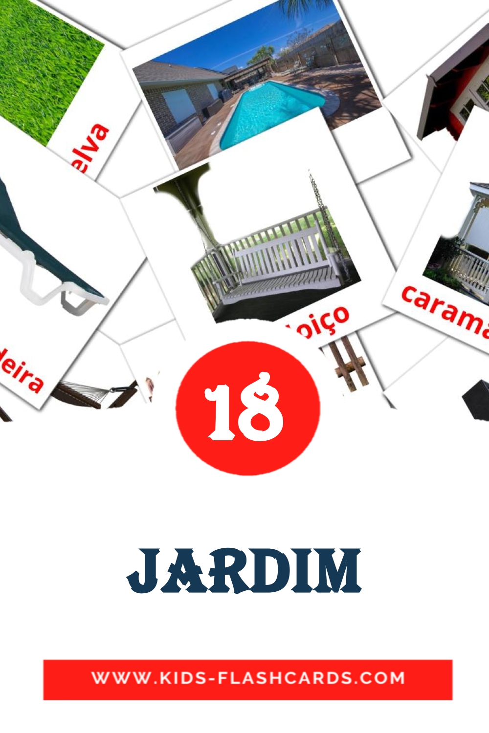 18 cartes illustrées de Jardim pour la maternelle en portugais