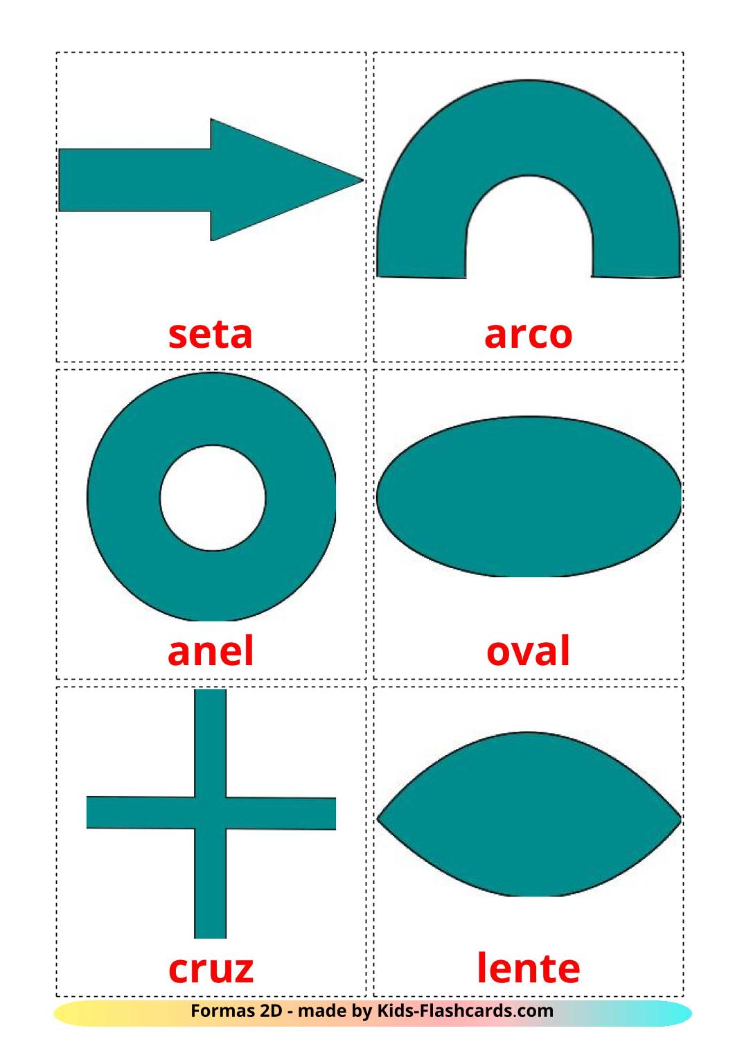 2D Shapes - 35 Free Printable portuguese Flashcards 