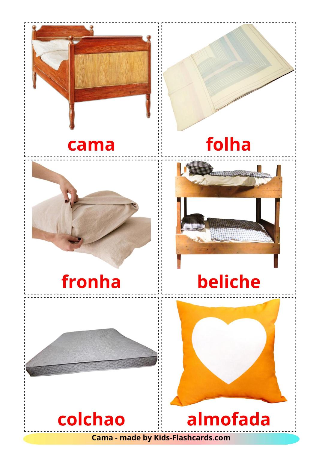 Bed - 15 Free Printable portuguese Flashcards 