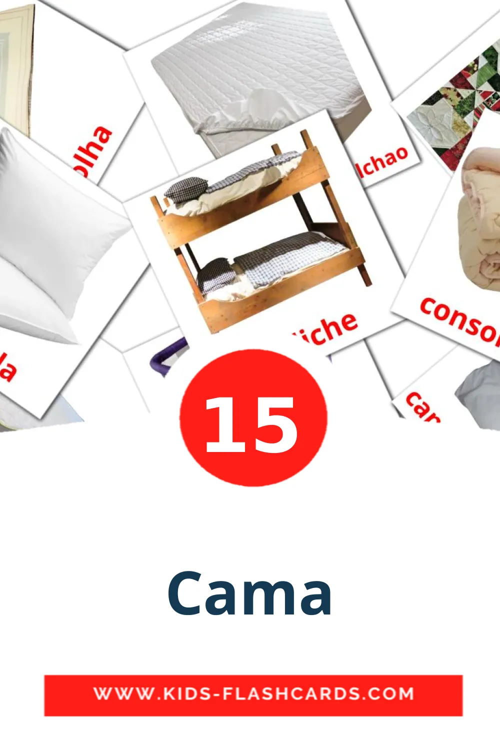 15 Cama Picture Cards for Kindergarden in portuguese