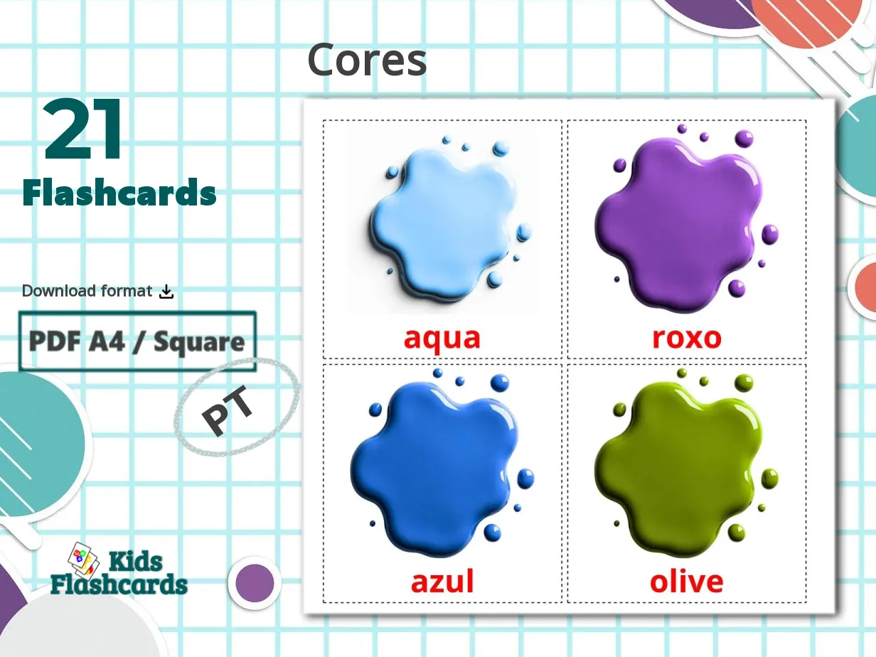 21 FREE Colors Flashcards | PDF | Portuguese Words