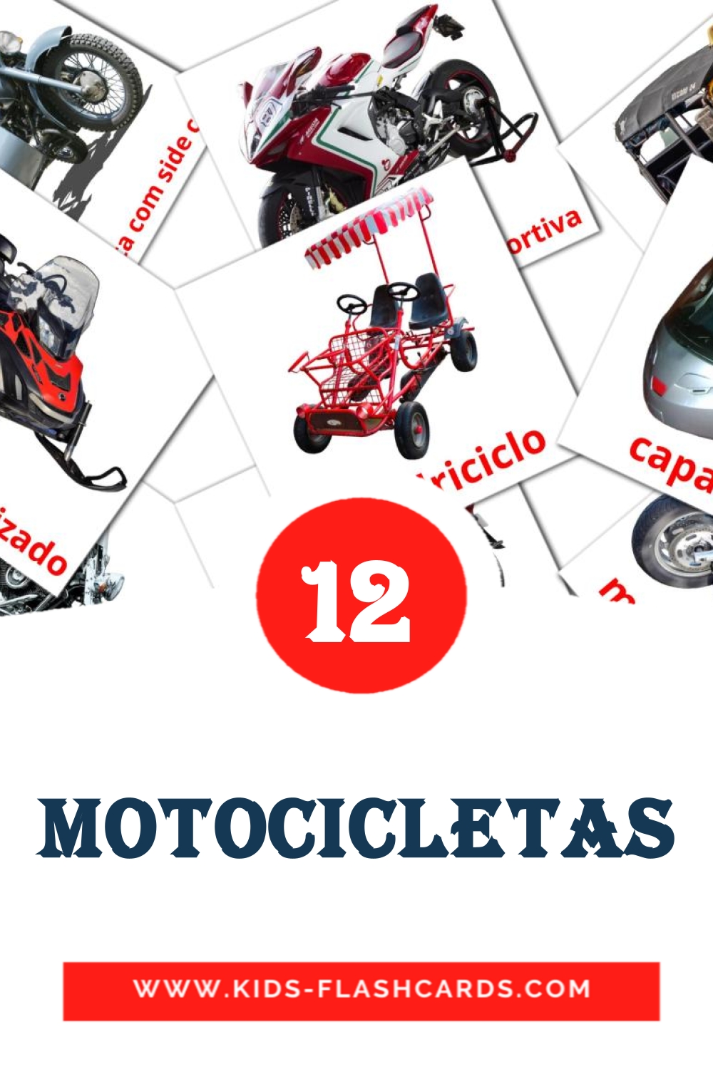 14 Motocicletas Picture Cards for Kindergarden in portuguese