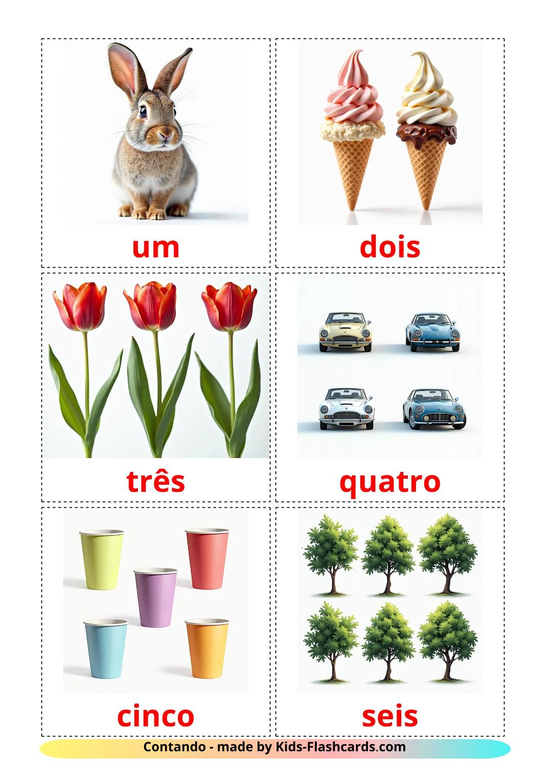 Contando - 10 Flashcards portuguêses gratuitos para impressão