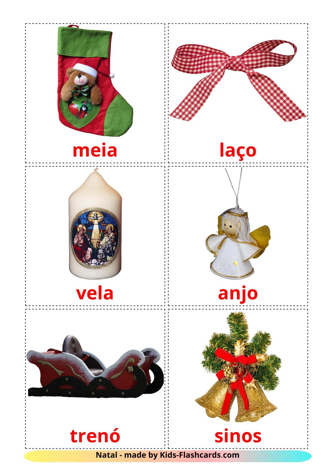 Christmas - 28 Free Printable portuguese Flashcards 